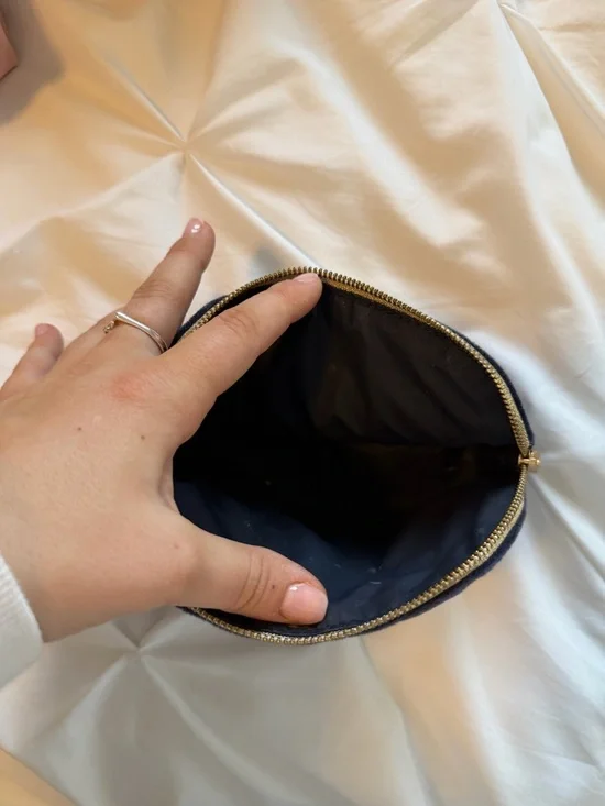 Dior Velvet Cosmetic Pouch in Dark Navy with Gold Hardware - Picture 2 of 3